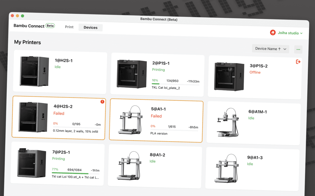 các máy in 3d fdm bambulab của hùng
